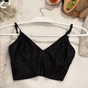 Black Cropped Camisole with Snake Print